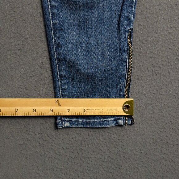 Mother Jeans Women's 27 Blue The Looker Ankle Zip Denim In Graffiti Girl - Picture 11 of 16